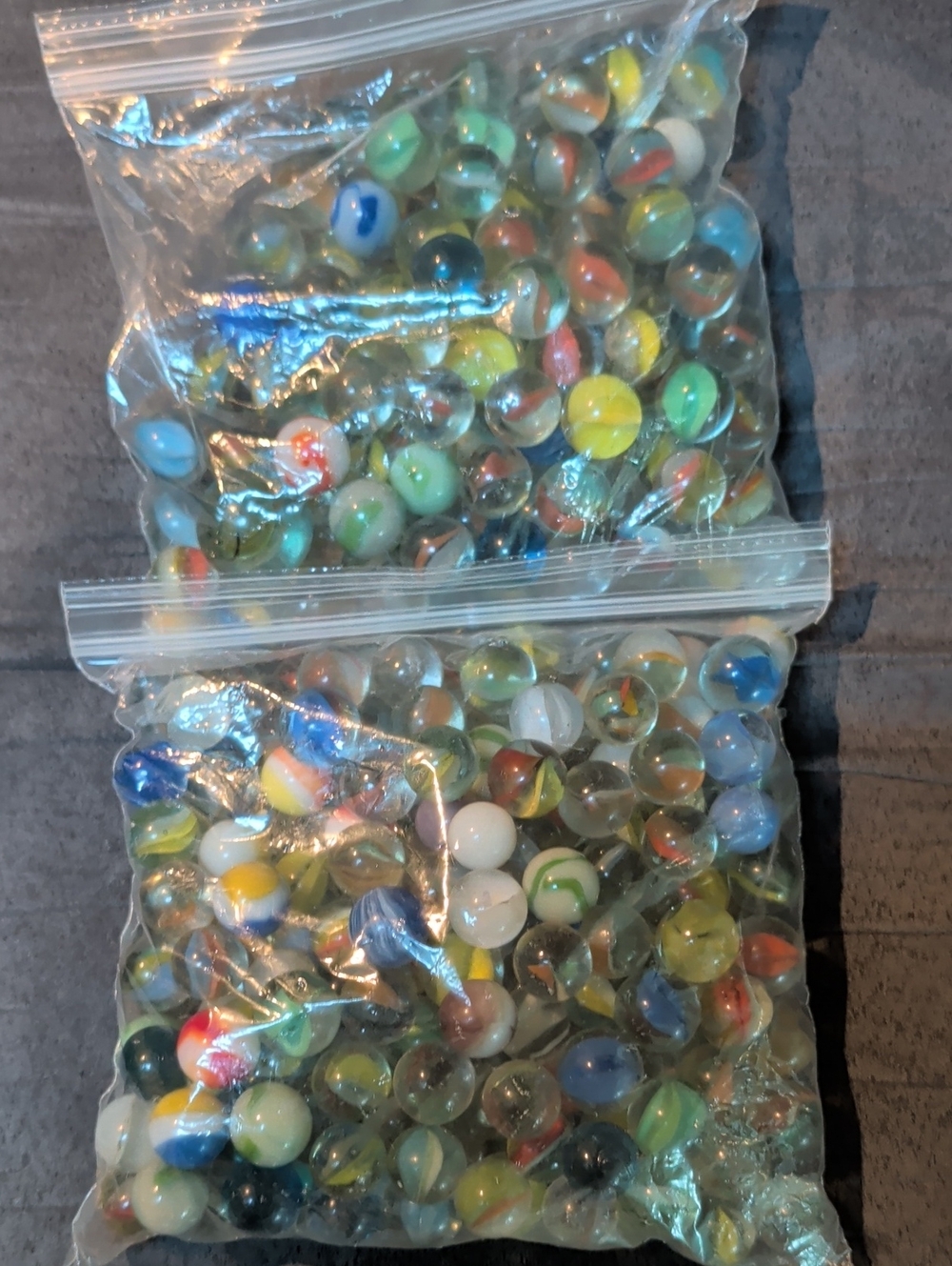 Clear Glass Marbles Lot with Colorful Swirls - Vintage Mixed Colors